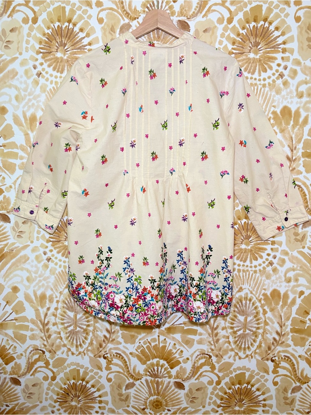 Vermont Country Store 100% Cotton Floral Blouse | Cottage Garden Button Top - Picture 5 of 11